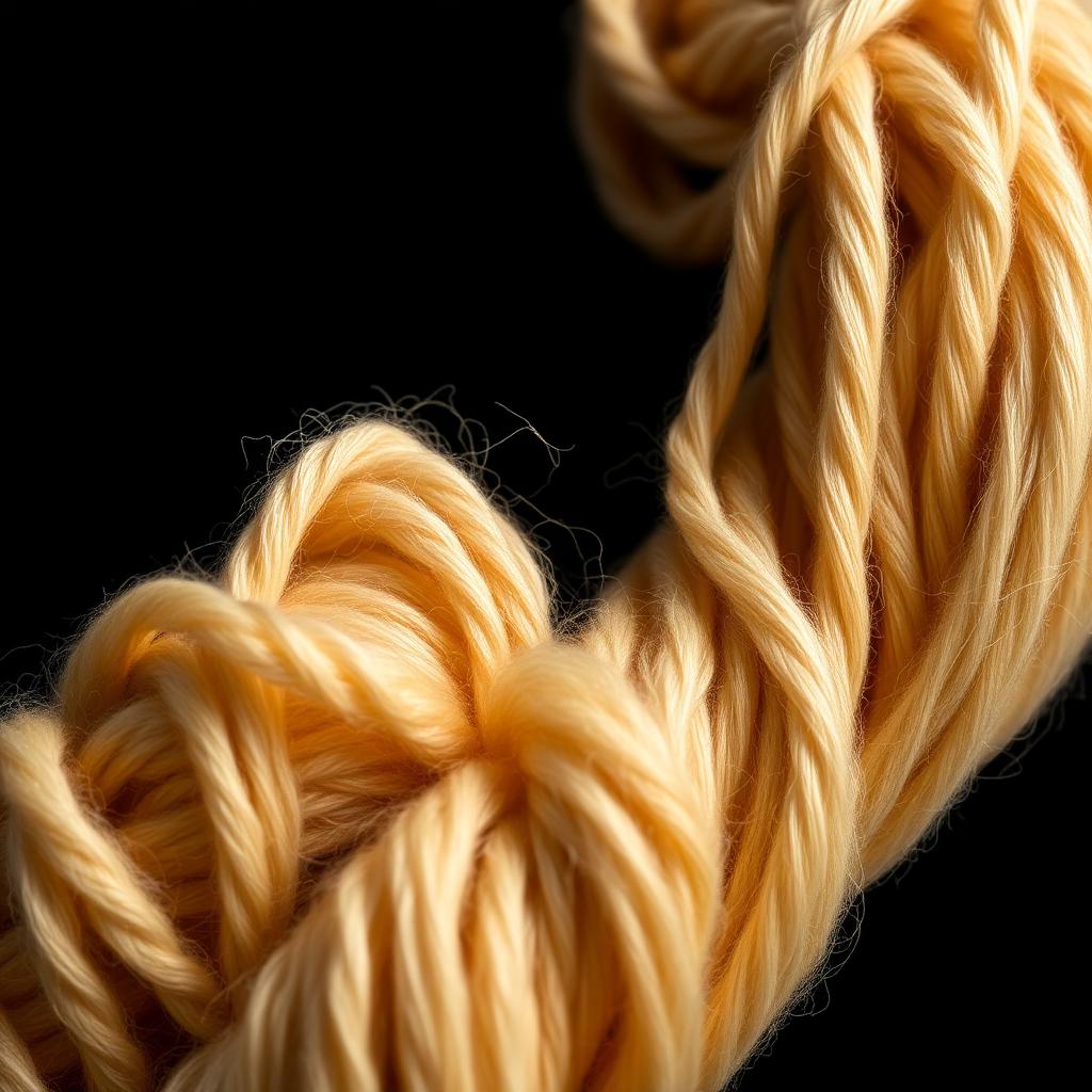 Detalle macro de madeja de lana natural hilada a mano