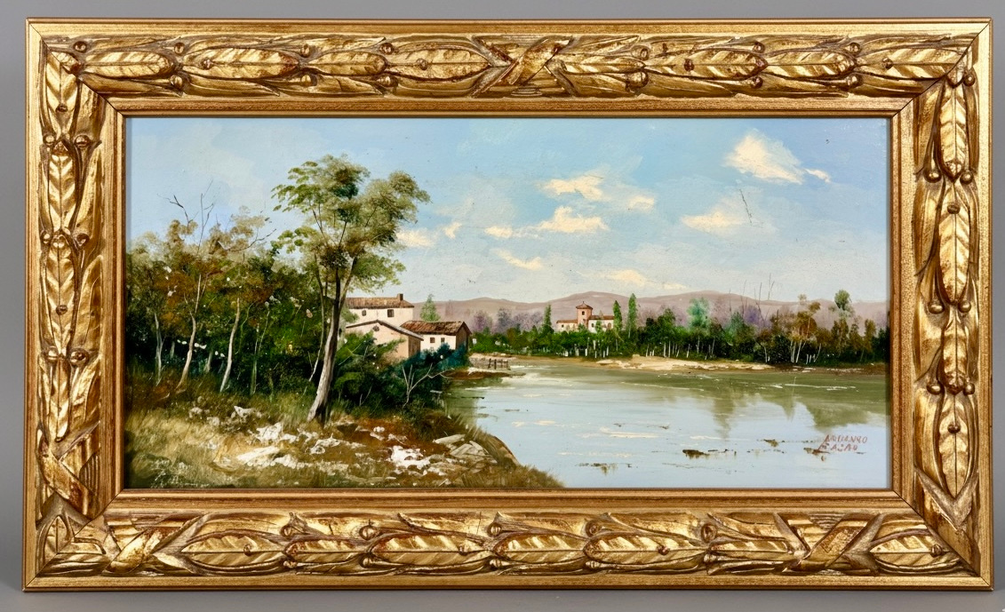 Paisaje con río y casas rurales · Foto 01