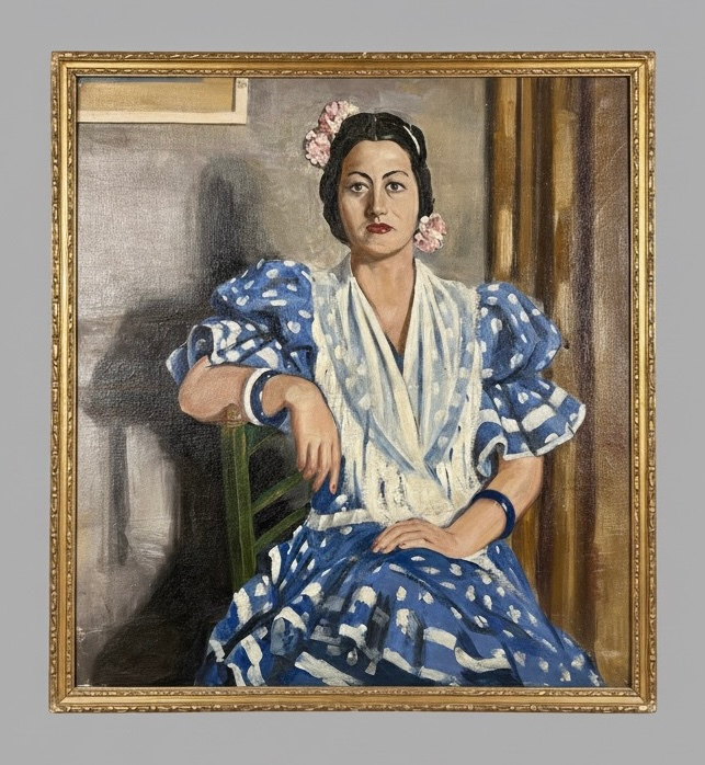 Mujer andaluza con vestido azul · Foto 01
