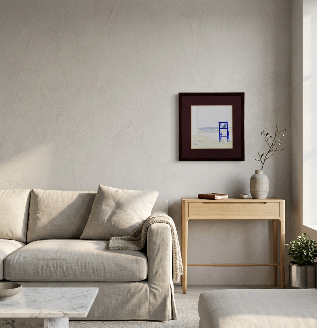 Acuarela de Ciutadella: Silla azul · En decoración