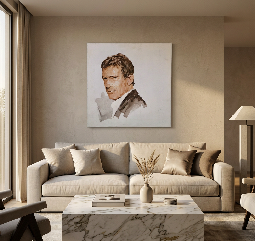 Retrato de Antonio Banderas, detalle de su artesanía