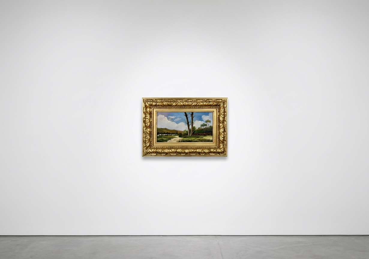 Paisaje con rebaño y álamos, fotografía general