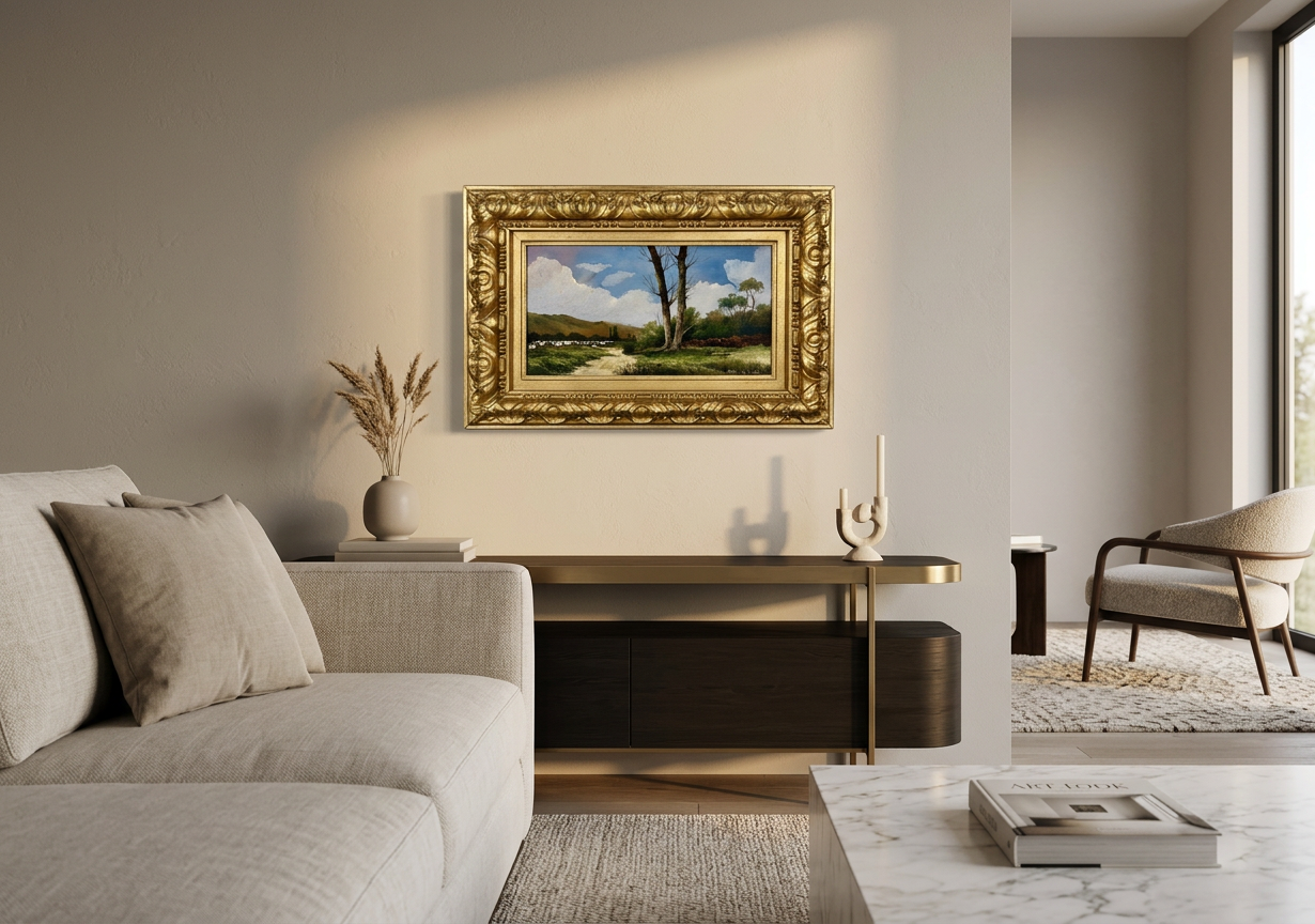 Paisaje con rebaño y álamos · En decoración