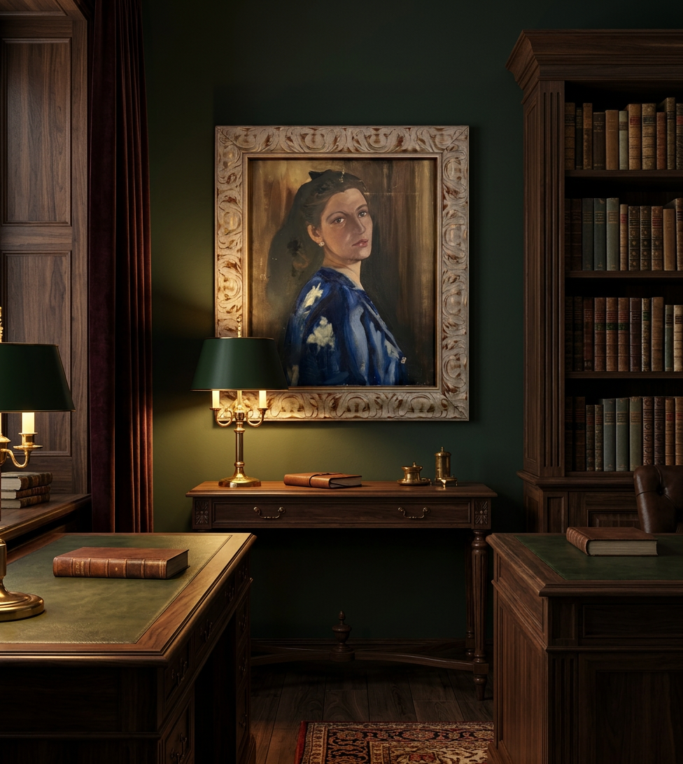 Retrato de mujer con mantón azul · En otra decoración