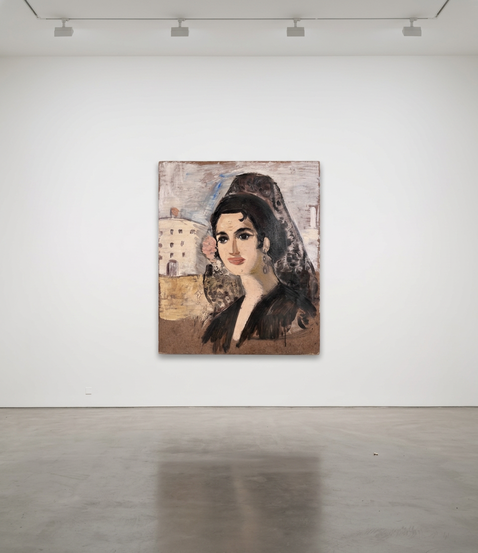 Retrato mujer con mantilla · Expuesta en galería
