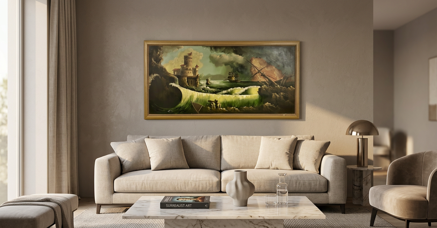 Castillo costero y tormenta · En decoración