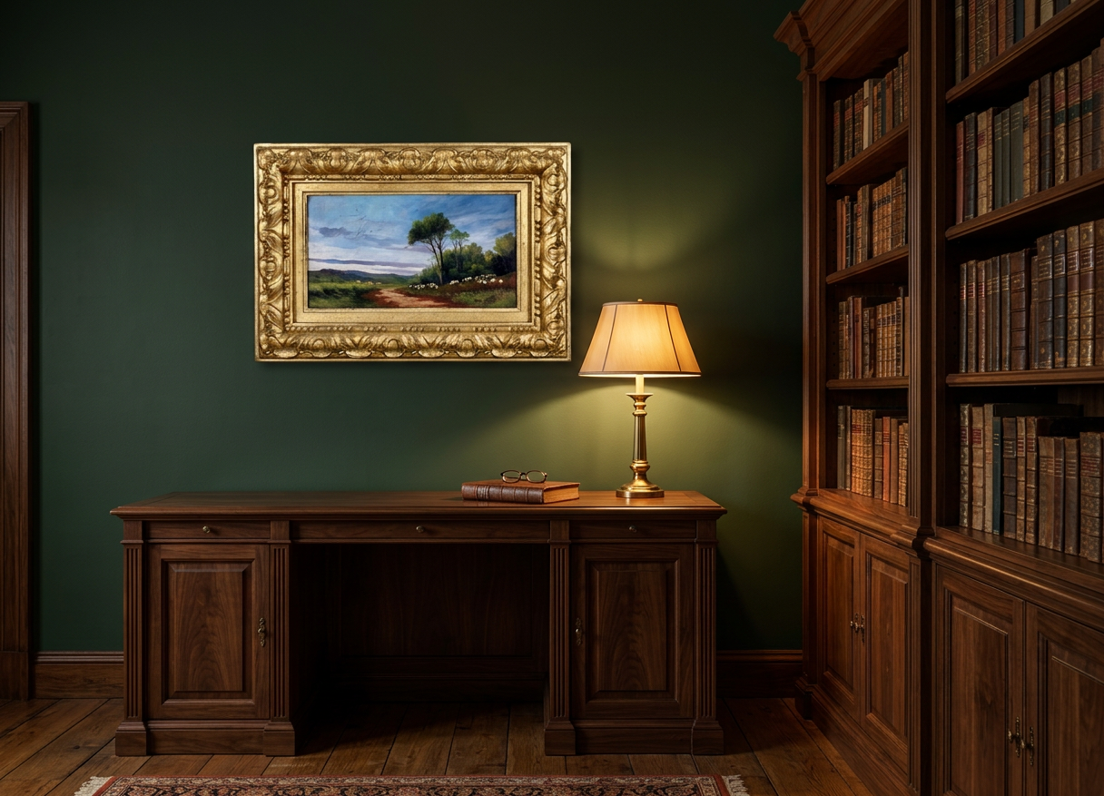 Paisaje castellano con pastor · En otra decoración