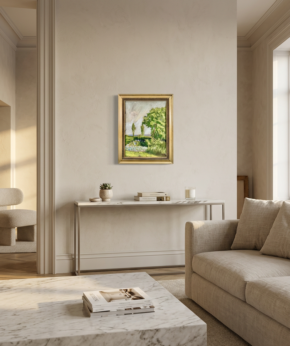 Paisaje con álamos, detalle de su artesanía
