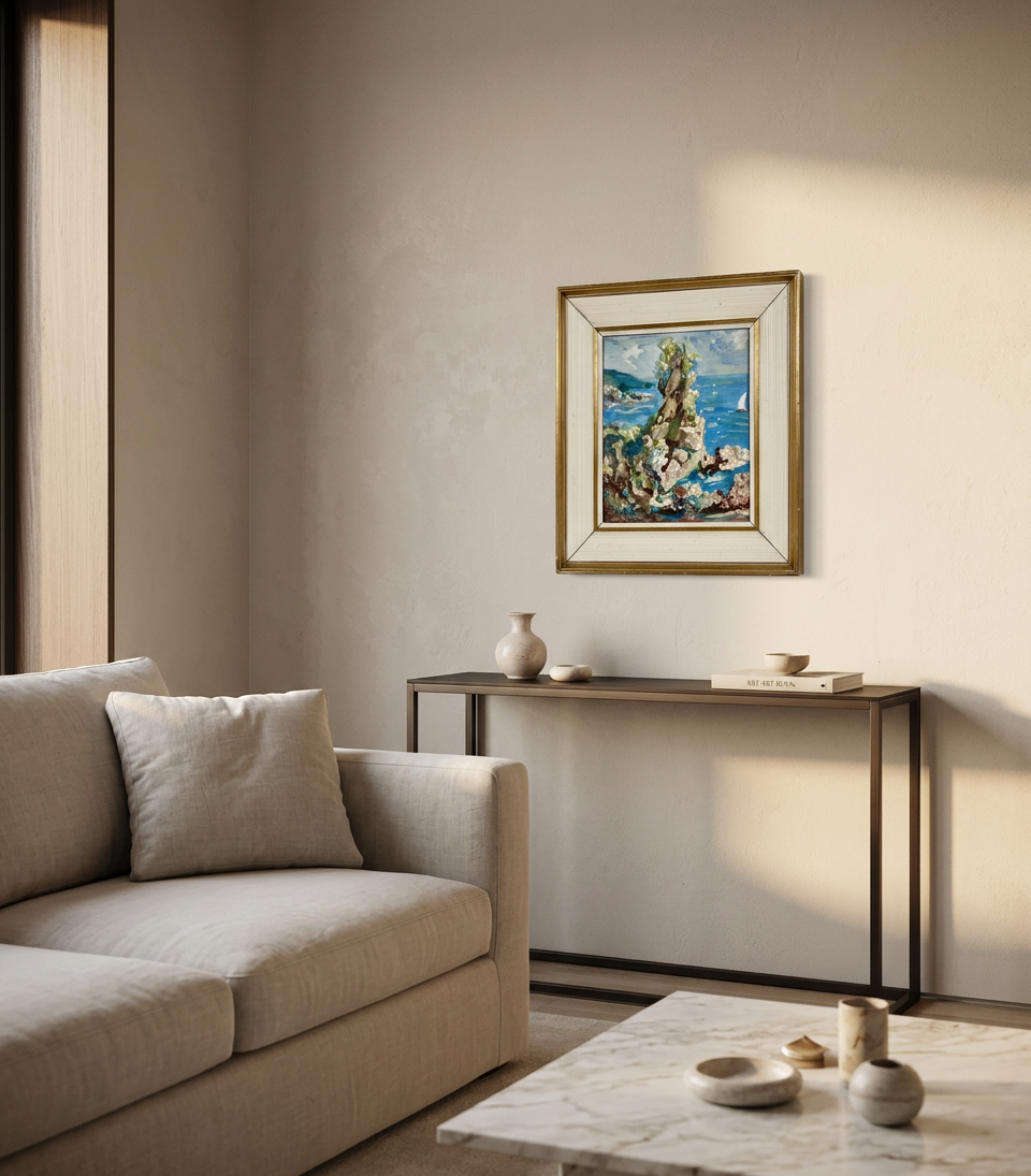 Acantilado y velero · En decoración