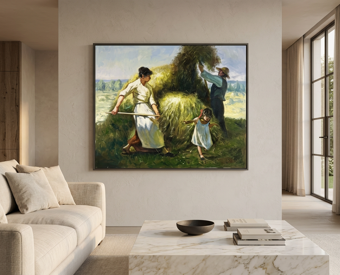Familia en la siega · En decoración