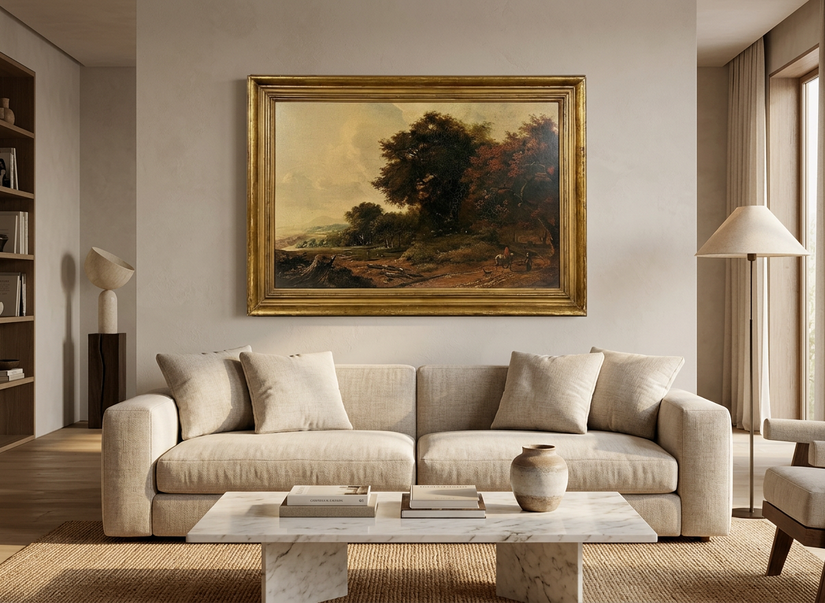 Paisaje rural con caminantes · En decoración