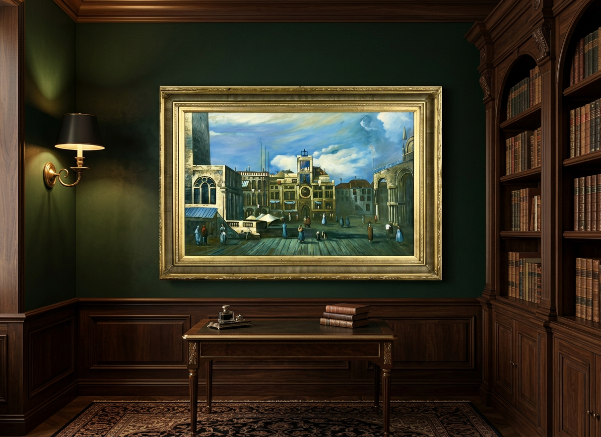 Plaza veneciana con figuras · En otra decoración