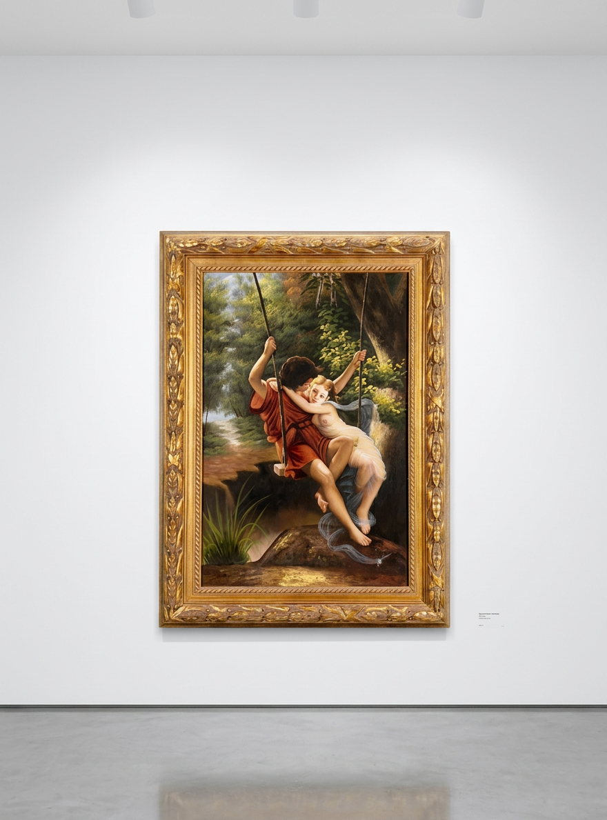 Pareja en el columpio · Expuesta en galería