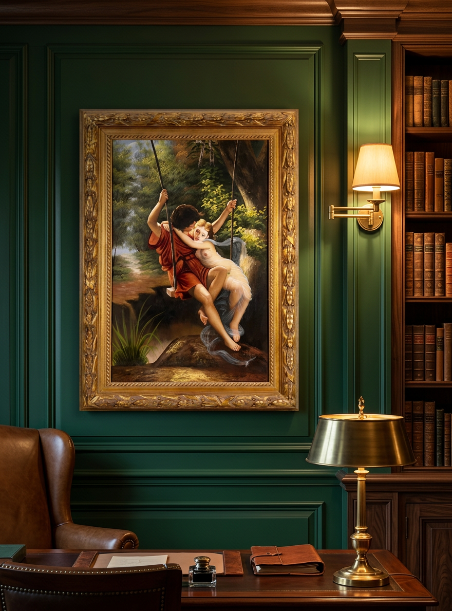 Pareja en el columpio · En otra decoración