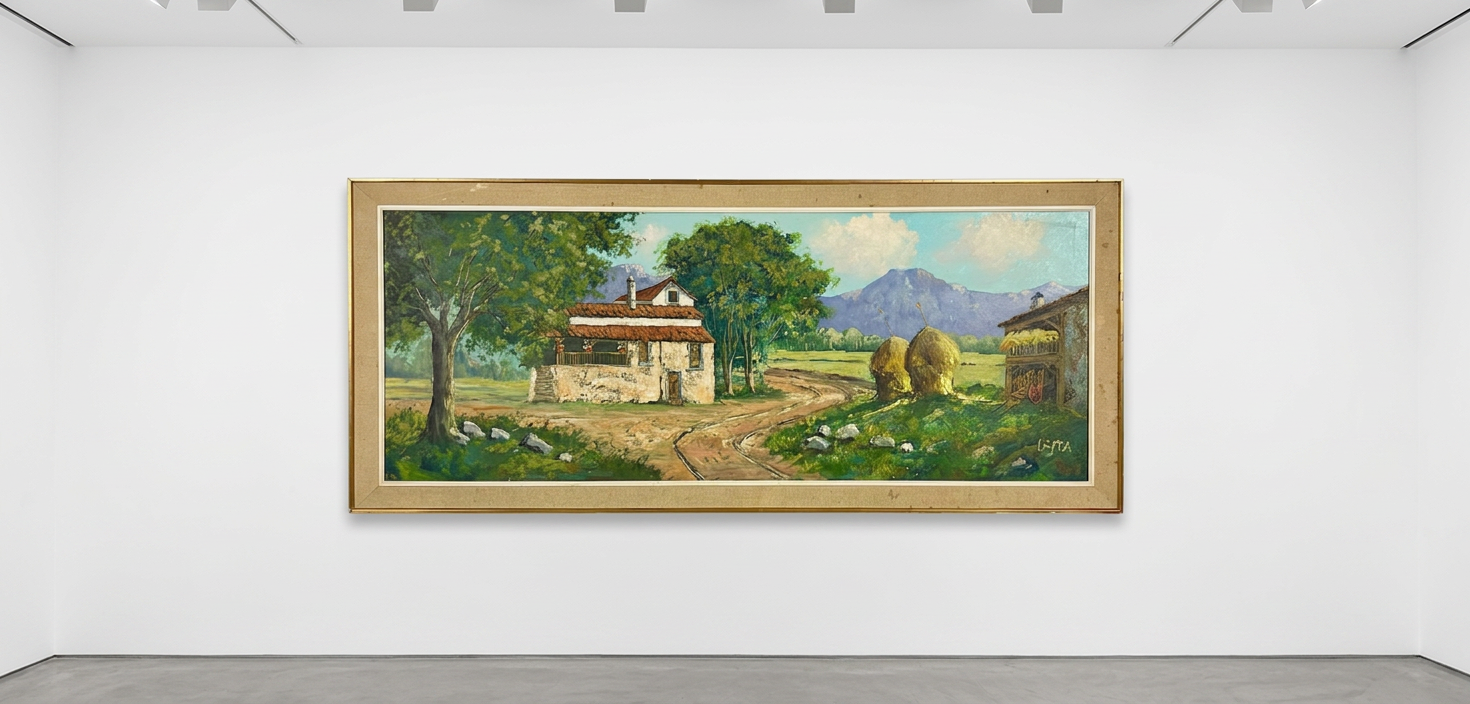 Casa rural y montaña, fotografía general