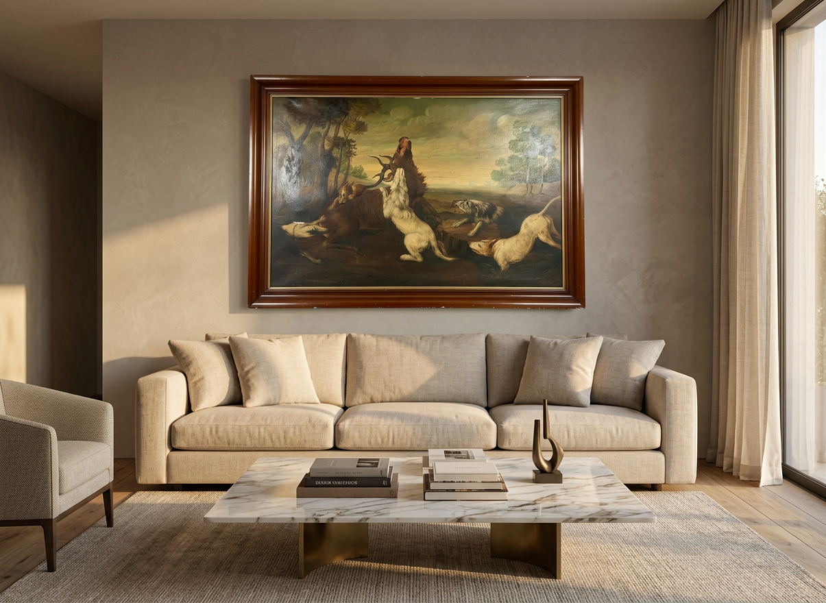 Escena de cacería (ciervo) · En decoración