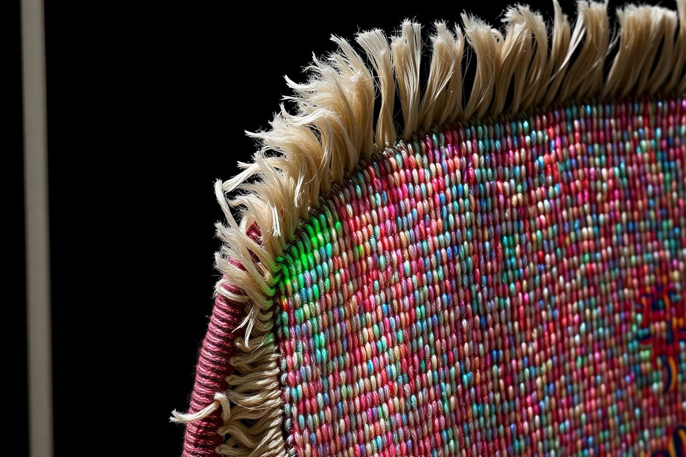 Detalle de pelo de seda en una alfombra fina, con cambio de color según el ángulo